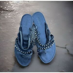 SCHULTZ black sandals flats leather sz 38 or 8 USA